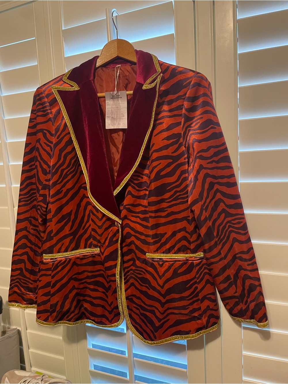 Zebra Print Blazer with Gold Trim, size M